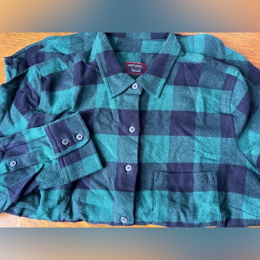 UNTUCKit Women’s Secoli Long Sleeve Plaid Flannel Button Down Shirt Size 4 NWOT - Picture 4 of 16